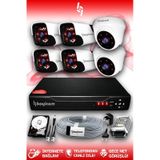 BAYICAM 6 Kameralı Panda 2 İç Kamera Set 100 GB HDD Full HD Gece Görüşlü Güvenlik Kamerası Sistemi