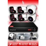 BAYICAM 6 Kameralı Panda 2 İç Kamera Set 320 GB HDD Full HD Gece Görüşlü Güvenlik Kamerası Sistemi