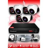 BAYICAM 6 Kameralı Panda 3 İç Kamera Set 250 GB HDD Full HD Gece Görüşlü Güvenlik Kamerası Sistemi
