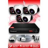 BAYICAM 6 Kameralı Panda 3 İç Kamera Set HDD'siz Full HD Gece Görüşlü Güvenlik Kamerası Sistemi