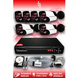 BAYICAM 6 Kameralı Panda 6 Dış Kamera Set 2 TB HDD Full HD Gece Görüşlü Güvenlik Kamerası Sistemi