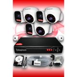 Bayicam 6 Kameralı Süper 3 İç Kamera Set 320 GB 5 MP 2K Net Gece Görüşlü Güvenlik Kamerası Sistemi