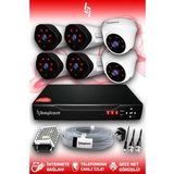 BAYICAM 6 Kameralı Uzay 2 İç Kamera Set HDD'siz Full HD Gece Görüşlü Güvenlik Kamerası Sistemi