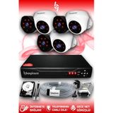 BAYICAM 6 Kameralı Uzay 3 İç Kamera Set 2 TB HDD Full HD Gece Görüşlü Güvenlik Kamerası Sistemi
