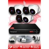 BAYICAM 6 Kameralı Uzay 3 İç Kamera Set HDD'siz Full HD Gece Görüşlü Güvenlik Kamerası Sistemi