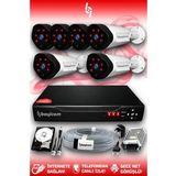 BAYICAM 6 Kameralı Uzay 6 Dış Kamera Set 100 GB HDD Full HD Gece Görüşlü Güvenlik Kamerası Sistemi