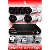 BAYICAM 6 Kameralı Uzay 6 Dış Kamera Set 250 GB HDD Full HD Gece Görüşlü Güvenlik Kamerası Sistemi