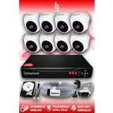 BAYICAM 8 Kameralı Dome 8 İç Kamera Set 2 TB HDD Full HD Gece Görüşlü Güvenlik Kamerası Sistemi