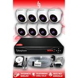 BAYICAM 8 Kameralı Dome 8 İç Kamera Set 320 GB HDD Full HD Gece Görüşlü Güvenlik Kamerası Sistemi