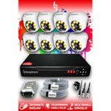 BAYICAM 8 Kameralı Dome 8 İç Kamera Set HDD'siz Full HD Renkli Gece Görüşlü Güvenlik Kamerası Sistemi