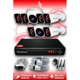 BAYICAM 8 Kameralı Kare 2 İç Kamera Set HDD'siz Full HD Gece Görüşlü Güvenlik Kamerası Sistemi