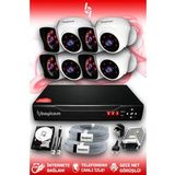BAYICAM 8 Kameralı Kare 4 İç Kamera Set 1 TB HDD Full HD Gece Görüşlü Güvenlik Kamerası Sistemi