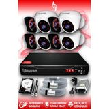 BAYICAM 8 Kameralı Kare 4 İç Kamera Set 100 GB HDD Full HD Gece Görüşlü Güvenlik Kamerası Sistemi