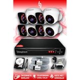 BAYICAM 8 Kameralı Kare 4 İç Kamera Set 2 TB HDD Full HD Gece Görüşlü Güvenlik Kamerası Sistemi