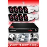 BAYICAM 8 Kameralı Kare 8 Dış Kamera Set 1 TB HDD Full HD Gece Görüşlü Güvenlik Kamerası Sistemi