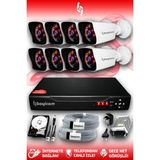 BAYICAM 8 Kameralı Kare 8 Dış Kamera Set 2 TB HDD Full HD Gece Görüşlü Güvenlik Kamerası Sistemi