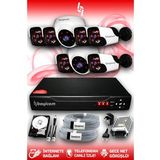 BAYICAM 8 Kameralı Panda 2 İç Kamera Set 100 GB HDD Full HD Gece Görüşlü Güvenlik Kamerası Sistemi