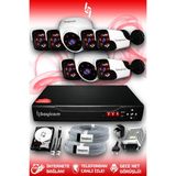 BAYICAM 8 Kameralı Panda 2 İç Kamera Set 2 TB HDD Full HD Gece Görüşlü Güvenlik Kamerası Sistemi