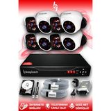 BAYICAM 8 Kameralı Panda 4 İç Kamera Set 100 GB HDD Full HD Gece Görüşlü Güvenlik Kamerası Sistemi