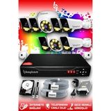 Bayicam 8 Kameralı Süper 2 İç Kamera Set 500 GB 5 MP 2K Net Renkli Gece Görüşlü Güvenlik Kamerası Sistemi