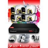 Bayicam 8 Kameralı Ultra 4 İç Kamera Set HDD'siz 5 MP 2K Net Renkli Gece Görüşlü Güvenlik Kamerası Sistemi