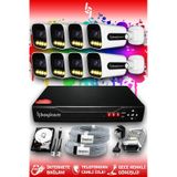 Bayicam 8 Kameralı Ultra 8 Dış Kamera Set 100 GB 5 MP 2K Net Renkli Gece Görüşlü Güvenlik Kamerası Sistemi