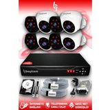 BAYICAM 8 Kameralı Uzay 4 İç Kamera Set 320 GB HDD Full HD Gece Görüşlü Güvenlik Kamerası Sistemi