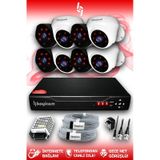 BAYICAM 8 Kameralı Uzay 4 İç Kamera Set HDD'siz Full HD Gece Görüşlü Güvenlik Kamerası Sistemi