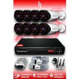 BAYICAM 8 Kameralı Uzay 8 Dış Kamera Set HDD'siz Full HD Gece Görüşlü Güvenlik Kamerası Sistemi