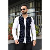BAYIM Erkek Slim-Fit İtalyan Yaka Kadife Panel Detaylı Premium Lüks Gömlek
