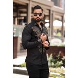 BAYIM Otantik Motifli Slim Fit Erkek Taş İşlemeli Gömlek