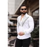 BAYIM Renkli Taş Detaylı Erkek Slim Fit Gömlek