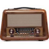 Bayındır Elektronik Gerçek Ahşap Eskitme Bluetooth Hoparlör Mp3 Çalar Müzik Kutusu Nostaljik Radyo - Açık Kahverengi