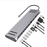BAYINDIRELEKTRONİK 14 In 1 Macbook Uyumlu Type-C Hub USB 3.0-SD/TF-RJ45-HDMI-VGA-USB-C 60W Dönüştürücü Çoklayıcı
