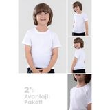 Baykar Erkek Çocuk Pamuklu Bisiklet Yaka Fanila Tişört 2'li Paket 2202 Beyaz - 3 - 4 Yaş