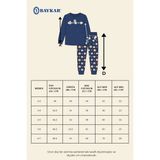 Baykar Erkek Çocuk Pamuklu Bisiklet Yaka Hayvan Karakterleri Baskılı Uzun Kollu Pijama Takımı 9651 Mavi - 6 - 7 Yaş