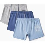 Baykar Erkek Çocuk Pamuklu Kaplan Desenli Rahat Kesim Boxer 3'lü Paket Mavi - 3 - 4 Yaş