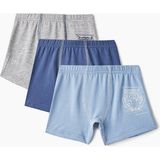Baykar Erkek Çocuk Pamuklu Kaplan Desenli Rahat Kesim Boxer 3'lü Paket Mavi - 5 - 6 Yaş