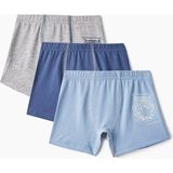 Baykar Erkek Çocuk Pamuklu Kaplan Desenli Rahat Kesim Boxer 3'lü Paket Mavi - 9 - 10 Yaş