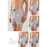 Baykar Erkek Pamuklu Klasik Rahat Kesim Desenli Boxer 5'li Paket Boyalı Gri - 4XL