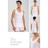 Baykar Erkek Pamuklu Klasik Regular Düz Atlet 3'lü Paket Beyaz - 2XL