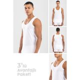 Baykar Erkek Pamuklu Klasik Regular Düz Atlet 3'lü Paket Beyaz - 3XL
