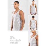 Baykar Erkek Pamuklu Klasik Regular Düz Atlet 3'lü Paket Gri Melanj - XL