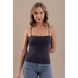 Baykar Kadın İnce İp Askılı Pamuklu Basic Atlet ANTRASIT - 2XL