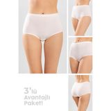 Baykar Kadın Klasik Kesim Pamuklu Düz Bato Külot 3'lü Paket Krem - 2XL