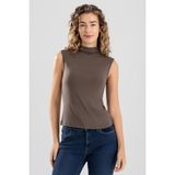 Baykar Kadın Modal Likralı Yarım Balıkçı Yaka Sıfır Kol Body 6316 Kahve - XL