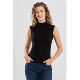 Baykar Kadın Modal Likralı Yarım Balıkçı Yaka Sıfır Kol Body 6316 Siyah