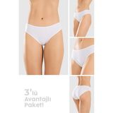 Baykar Kadın Pamuklu Basic Slip Külot 3lü Paket 8500 Beyaz - 2XL