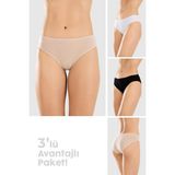 Baykar Kadın Pamuklu Basic Slip Külot 3lü Paket 8500 Renkli - 2XL