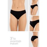 Baykar Kadın Pamuklu Basic Slip Külot 3lü Paket 8500 Siyah